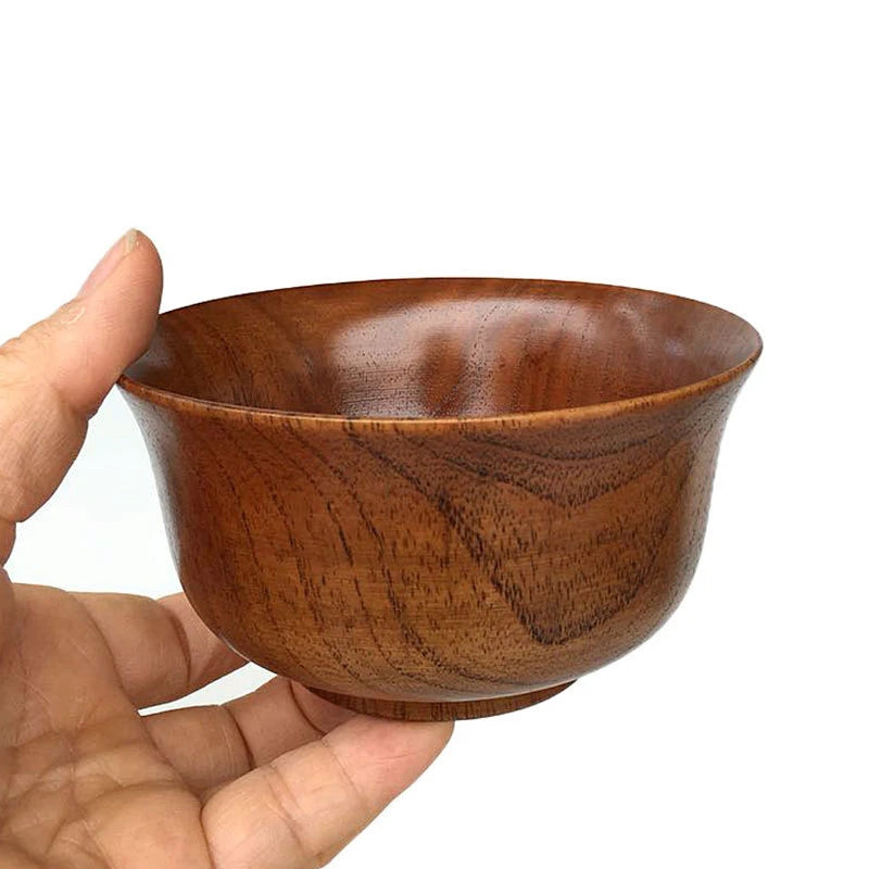 5 Sizes Wooden Rice Soup Bowls Japanese Style Natural Food Container for Fruit Salad Noodle Anti-scalding Eco-friendly Tableware