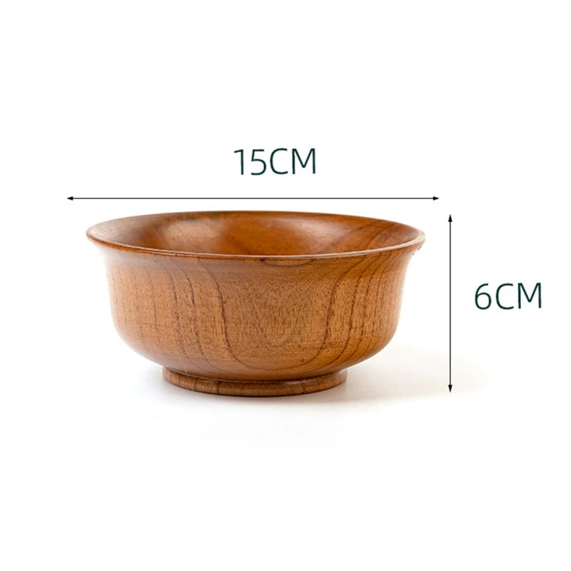 5 Sizes Wooden Rice Soup Bowls Japanese Style Natural Food Container for Fruit Salad Noodle Anti-scalding Eco-friendly Tableware
