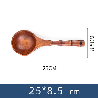 Cuchara grande de madera para sopa, cuchara de cocina con mango de bambú, estilo japonés, cuchara resistente, cucharón para agua de baño, vajilla, utensilios de cocina
