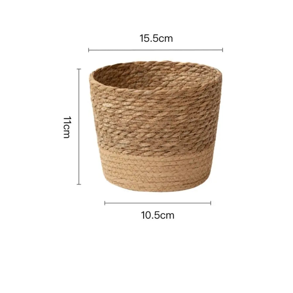 Vaso da fiori in rattan intrecciato alla moda, fioriere creative con gambe rimovibili, resistente supporto per piante intrecciato a mano