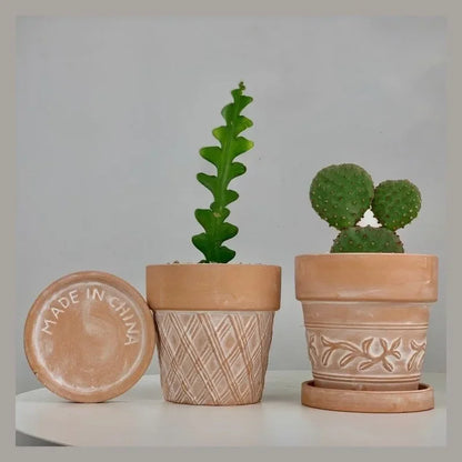 Maceta de cerámica roja, maceta de terracota, macetas de arcilla para cactus y suculentas, macetas de jardín, suministros de jardinería