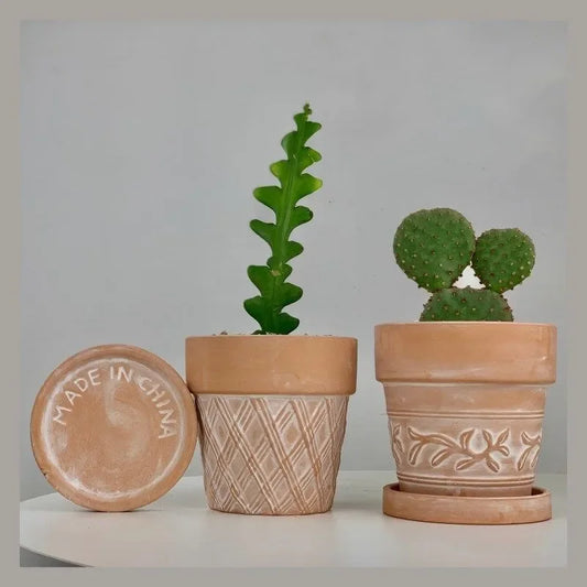 Maceta de cerámica roja, maceta de terracota, macetas de arcilla para cactus y suculentas, macetas de jardín, suministros de jardinería