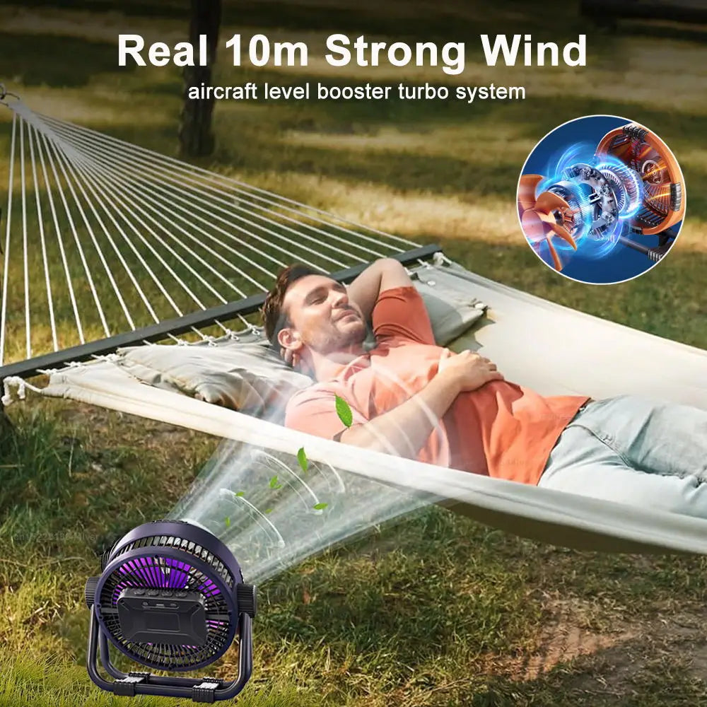 Rechargeable Camping Fan with Light
