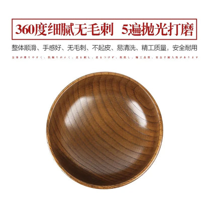 Cuencos de madera japoneses de azufaifo para niños, bebés y adultos, cuencos pequeños para sopa, cuencos de ensalada de madera maciza, vajilla retro para el hogar.