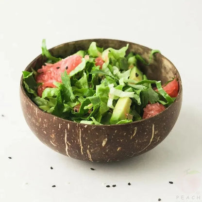 Cuencos de coco para servir platos Ensalada de madera Cuenco de madera reutilizable Utensilios para servir Cuencos de cáscara de coco natural Desayuno Fiesta