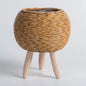 Vaso da fiori in rattan intrecciato alla moda, fioriere creative con gambe rimovibili, resistente supporto per piante intrecciato a mano