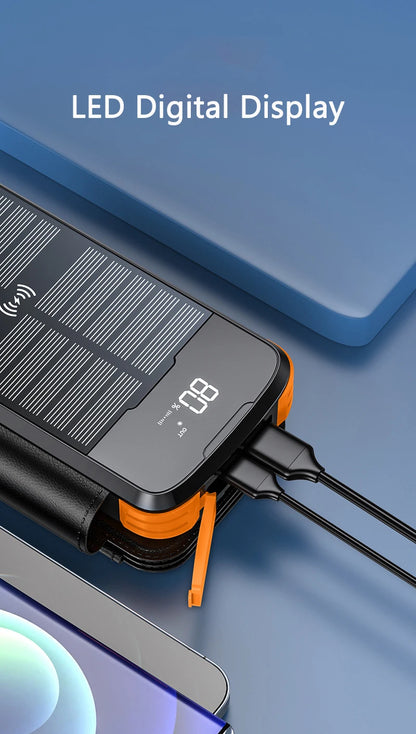 Foldable Solar Power Bank with 4 Solar Panels & Wireless Fast Charging
