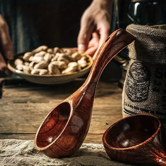 Cuchara de sopa de madera, suministros de cocina, barra de madera para miel, beber café, reutilizable, mango marrón para comer, mezclar, revolver y cocinar.