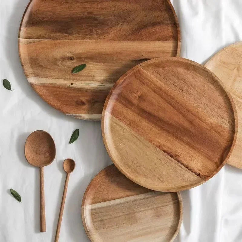 Wooden serving tray detail