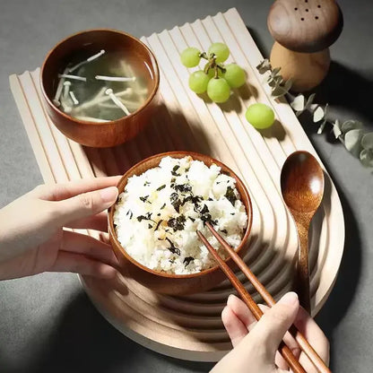 Cuencos de madera japoneses de azufaifo para niños, bebés y adultos, cuencos pequeños para sopa, cuencos de ensalada de madera maciza, vajilla retro para el hogar.