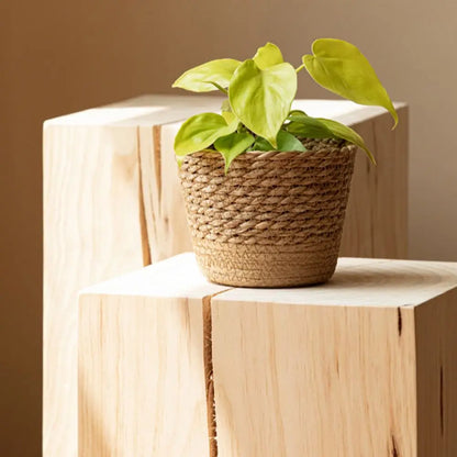 Maceta de mimbre tejida a mano para flores, cesta de mimbre para almacenamiento, maceta de jardín, cesta tejida a mano