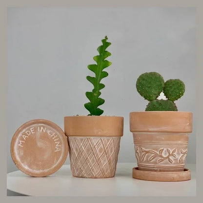 Maceta de cerámica roja, maceta de terracota, macetas de arcilla para cactus y suculentas, macetas de jardín, suministros de jardinería