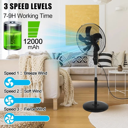 Solar Emergency Standing Fan – 16"
