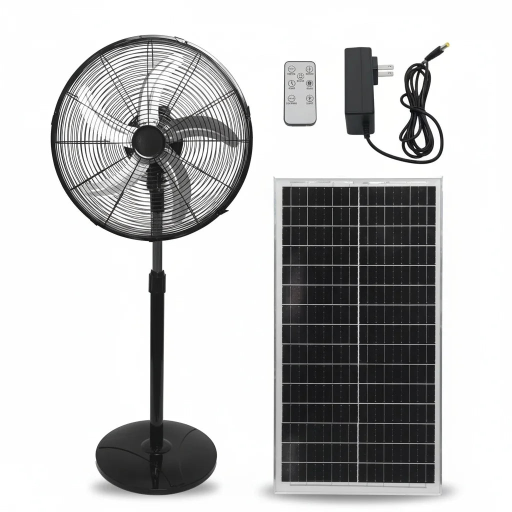 Industrial Solar Standing Fan – 18"