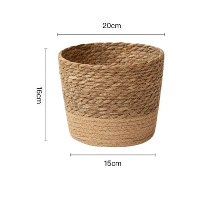 Vaso da fiori in rattan intrecciato alla moda, fioriere creative con gambe rimovibili, resistente supporto per piante intrecciato a mano