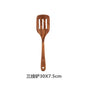 Cuchara de cocina de teca natural, espátula de madera para cocina, juego de utensilios antiadherentes con ganchos para colgar, juego de utensilios de cocina