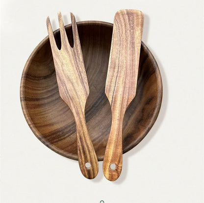 Cuchara de cocina de teca natural, espátula de madera para cocina, juego de utensilios antiadherentes con ganchos para colgar, juego de utensilios de cocina