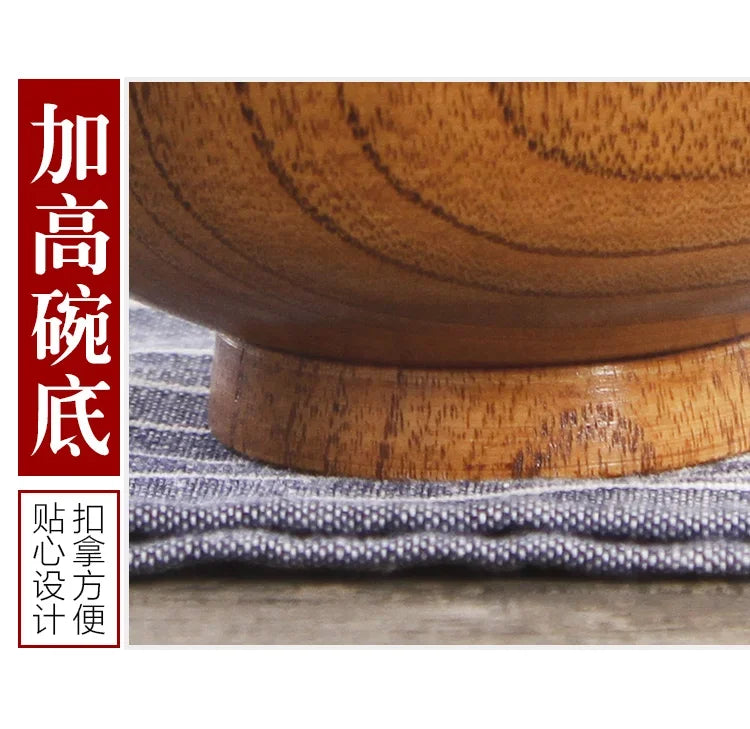 Cuencos de madera japoneses de azufaifo para niños, bebés y adultos, cuencos pequeños para sopa, cuencos de ensalada de madera maciza, vajilla retro para el hogar.