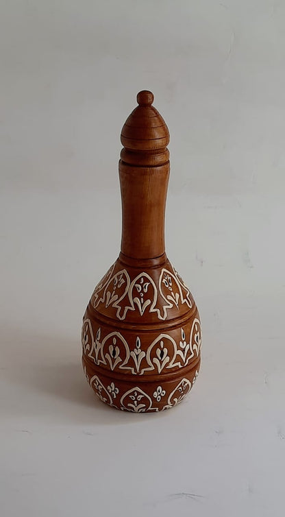 Hand-Painted Ornate Wooden Vase – 25 cm, Jug Shape