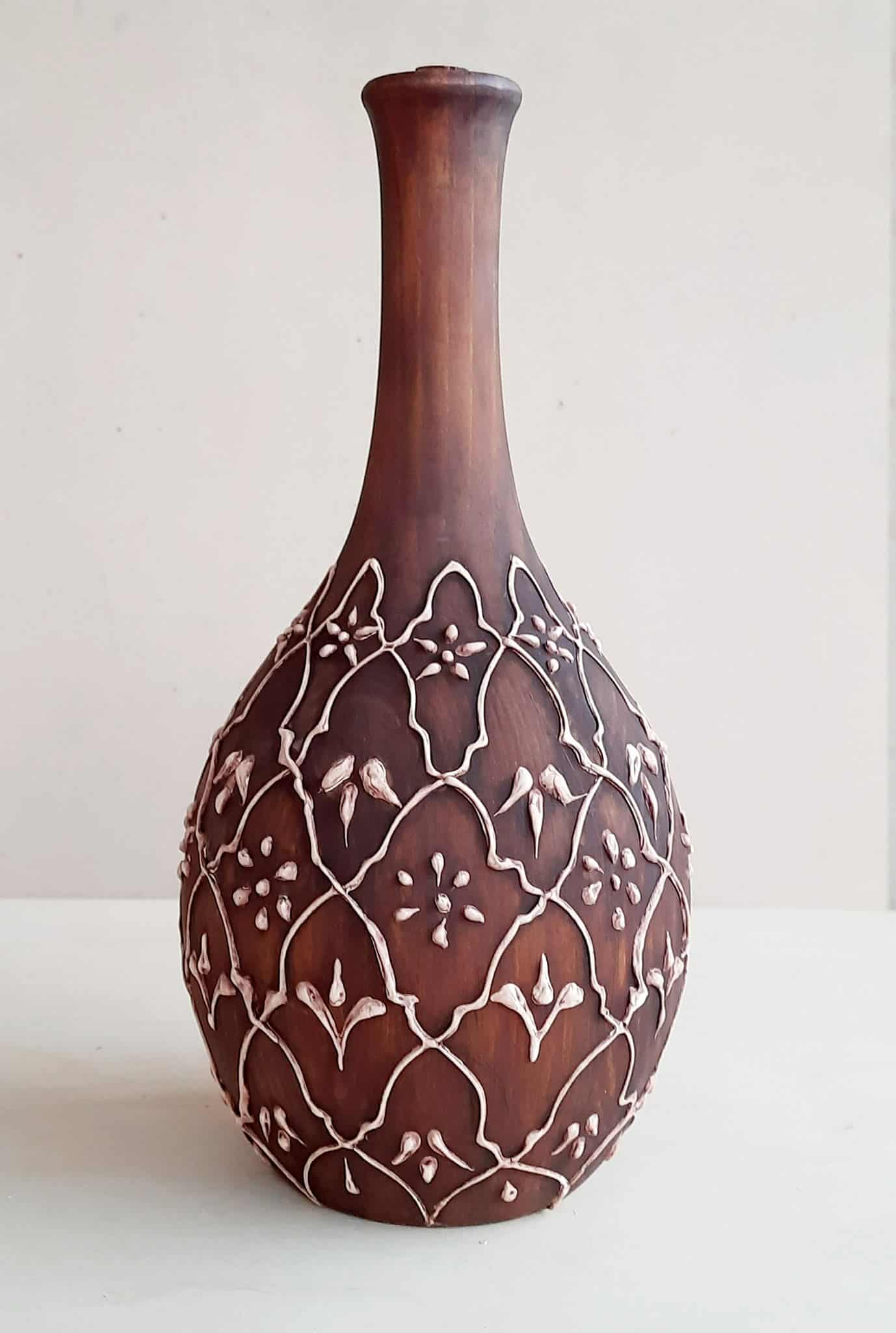 Decorative Wooden Vase – 25 cm Height