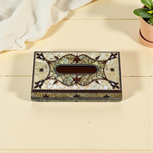 Luxury Handcrafted Wooden Mother-of-Pearl Tissue Box